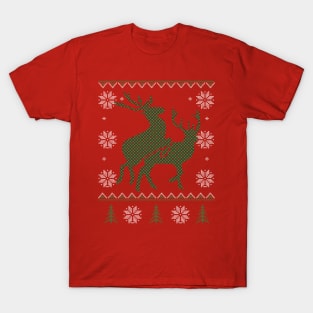 Reindeer Humping - Ugly Christmas Sweater Style T-Shirt